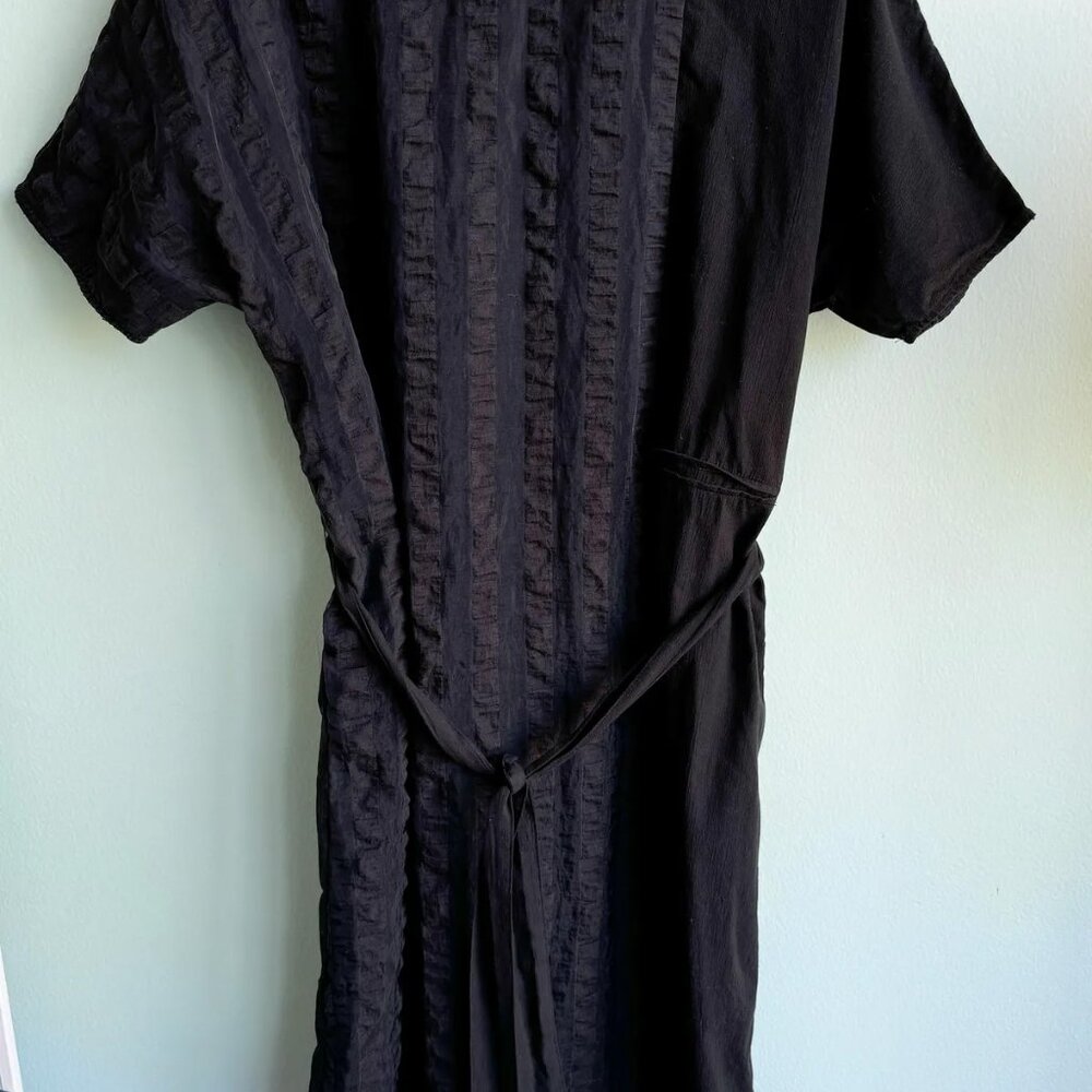 Caara Black stripe belted dress